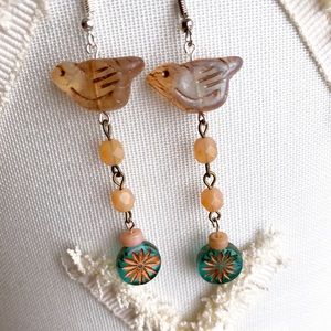 NWT Glass Bird Earrings